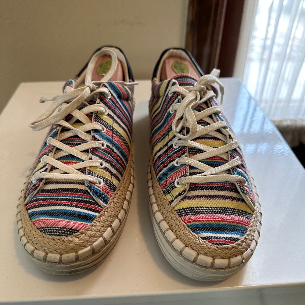 Sam Edelman Kavi Espadrille Sneakers Womens 7 Colorful Striped Low Lace Shoes